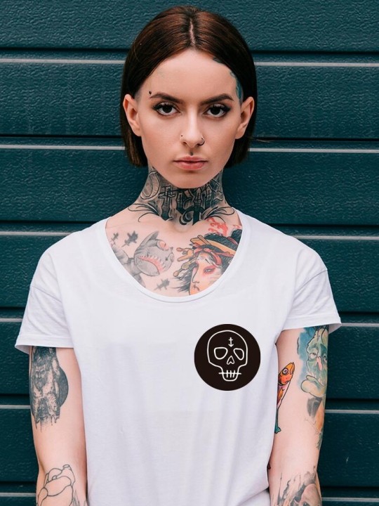 Women T-shirt White Wanderer Skull