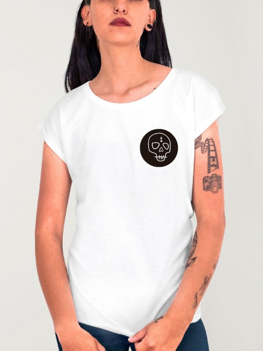 T-shirt Femme Blanc Wanderer Skull