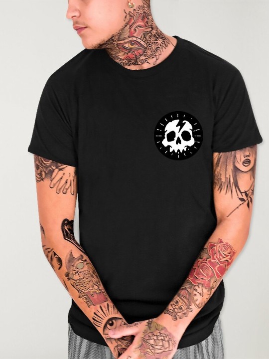 Men T-Shirt Black Thunder Skull