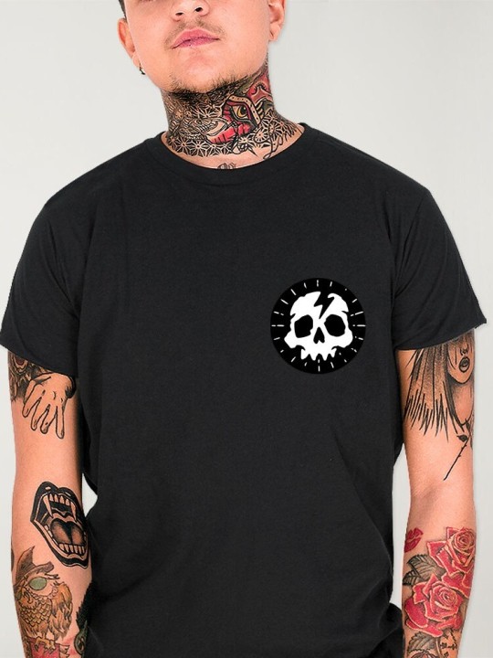 Men T-Shirt Black Thunder Skull