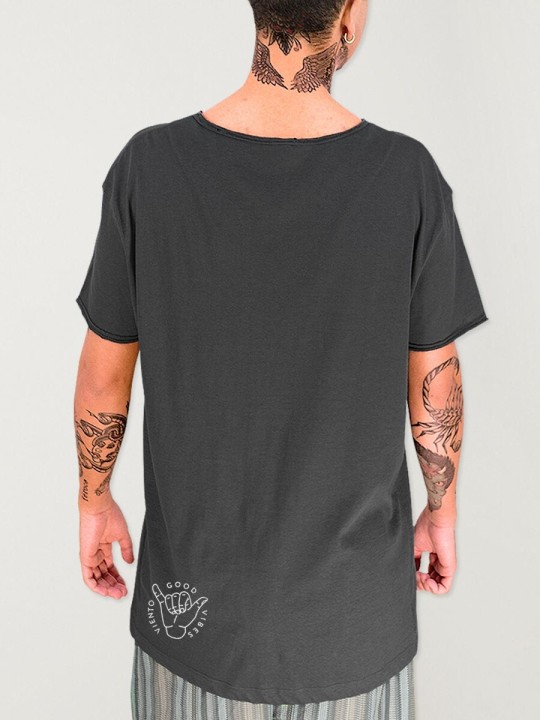 Men T-Shirt Open neck Charcoal Raid