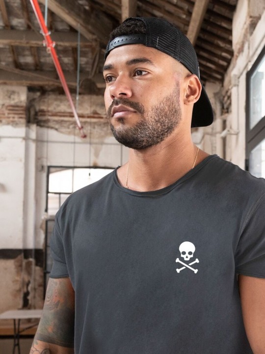 Men T-Shirt Open neck Charcoal Raid