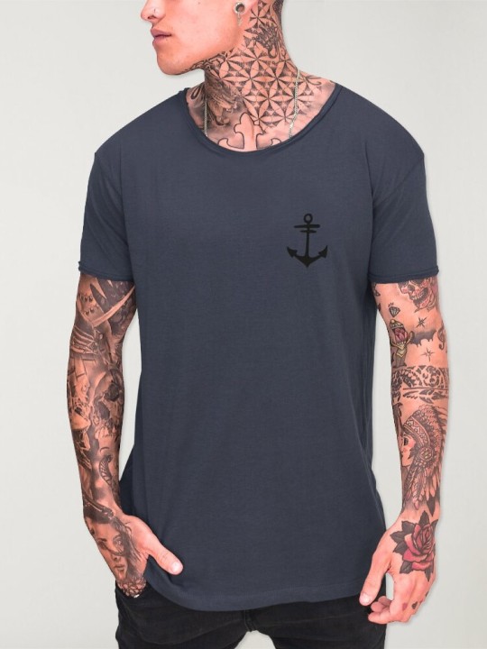 Men T-Shirt Open neck Ocean Blue Peak