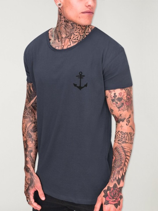 Men T-Shirt Open neck Ocean Blue Peak