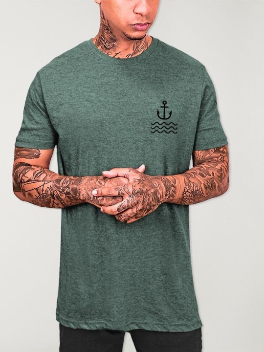 Men T-Shirt Green Lines