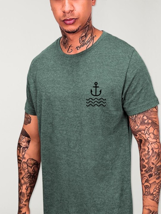 Men T-Shirt Green Lines