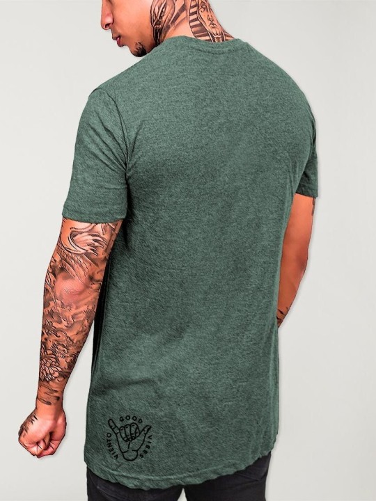 Men T-Shirt Green Lines