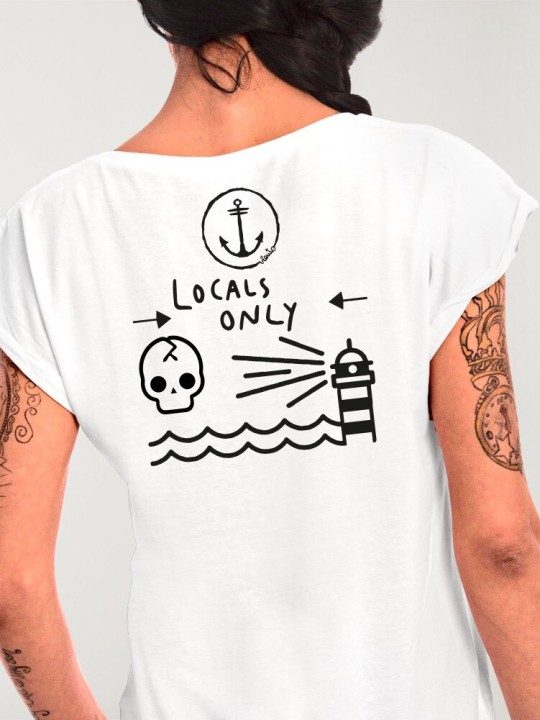 Women T-shirt White Only Locals