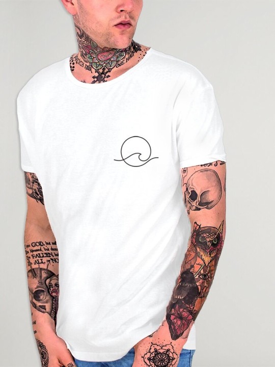 Men T-Shirt Open neck White Glassy