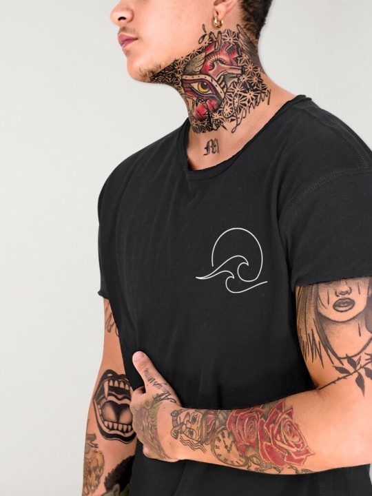 Men T-Shirt Open neck Black Deepwater