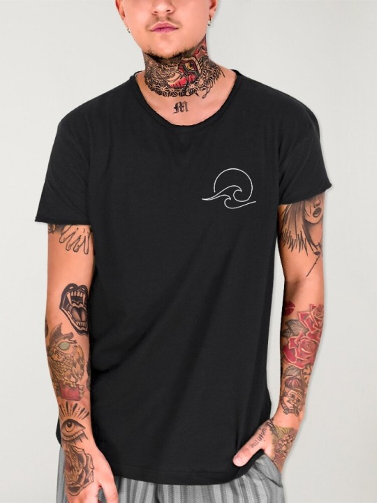 Men T-Shirt Open neck Black Deepwater