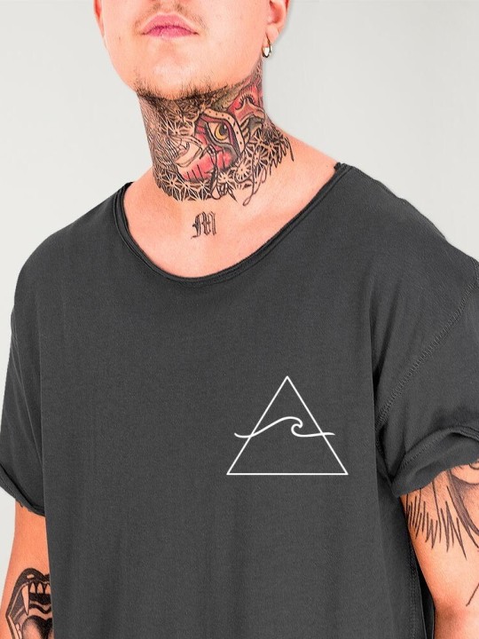 Men T-Shirt Open neck Charcoal Current