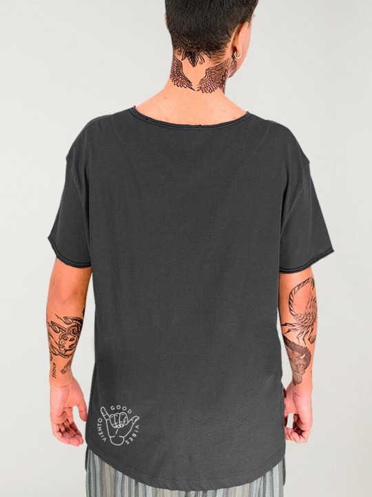 Men T-Shirt Open neck Charcoal Current