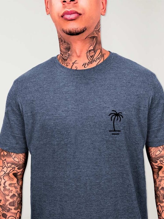 T-shirt Homme Bleu Minimal Palm