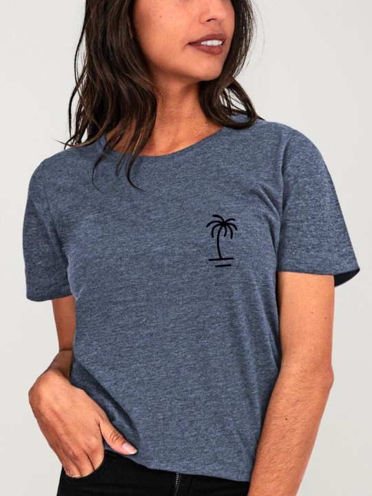 Camiseta Unisex Azul Minimal Palm