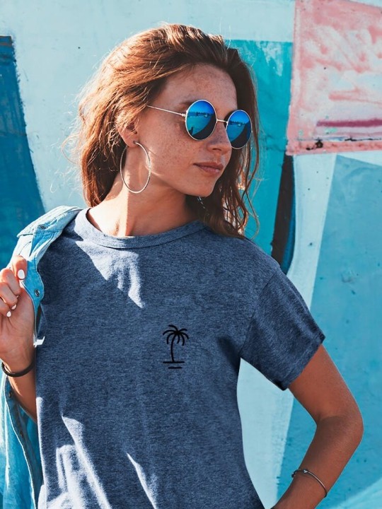 Camiseta Unisex Azul Minimal Palm