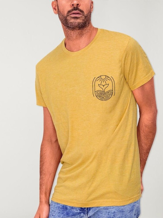 Men T-Shirt Mustard Sunny Whale