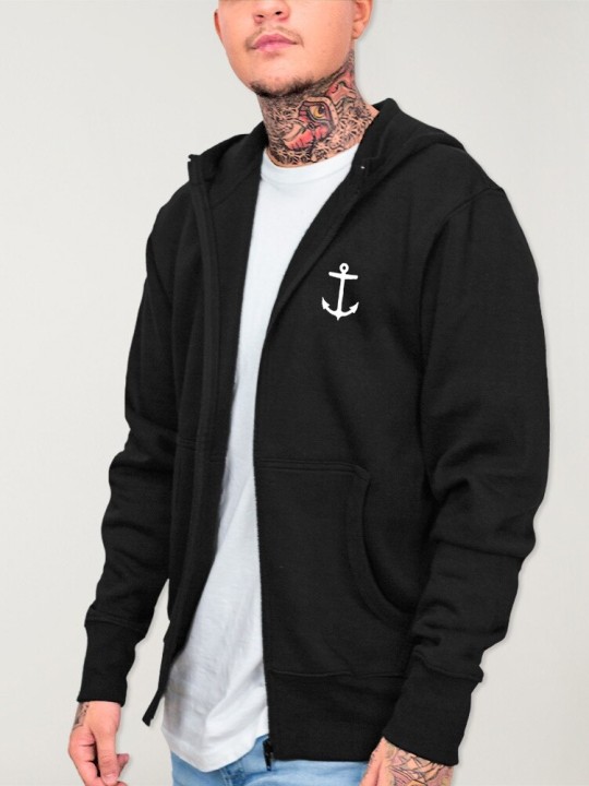 Men Hoodie with zipper Black Kalima