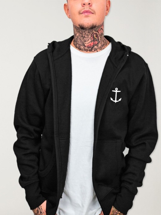 Men Hoodie with zipper Black Kalima