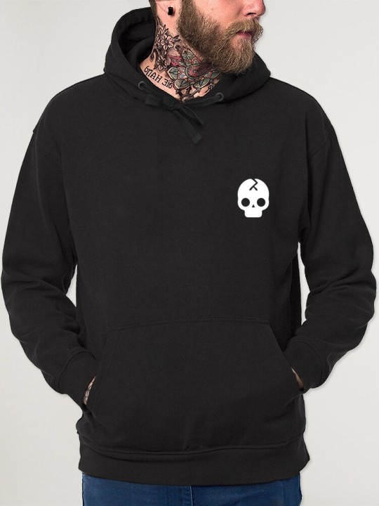 Men Hoodie Black Skull Crash