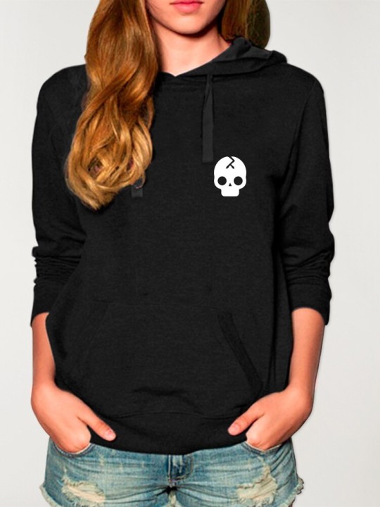 Sweat à capuche Femme Noir Skull Crash