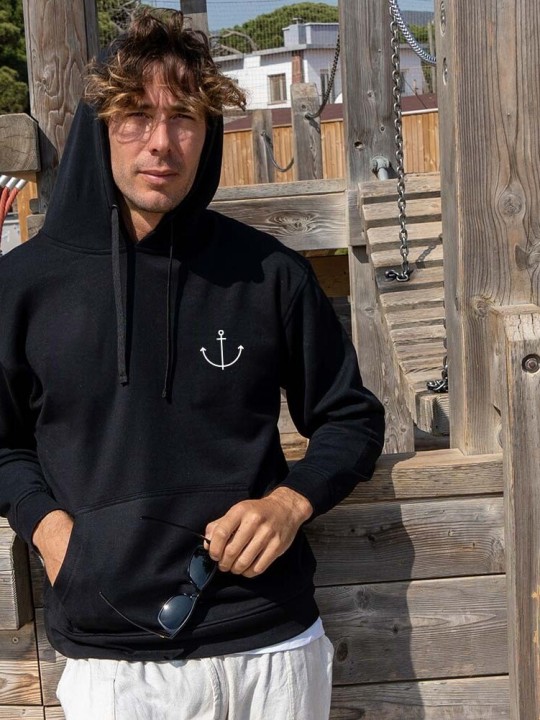 Men Hoodie Black Beach House