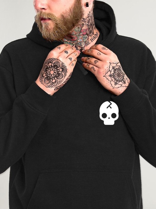 Men Hoodie Black Skull Crash