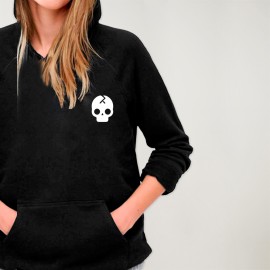 Sweat à capuche Femme Noir Skull Crash