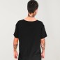 Men T-Shirt Open Neck Black Broken Skull