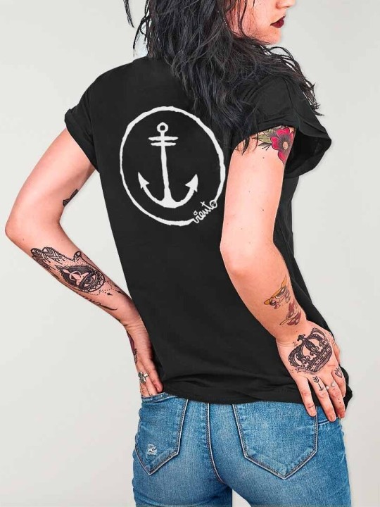 Camiseta de Mujer Negra Plain Skull Team