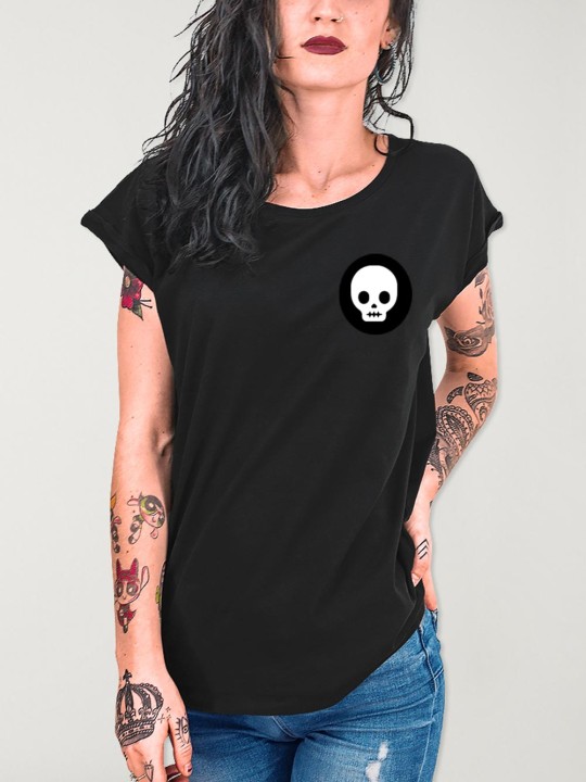 Camiseta de Mujer Negra Plain Skull Team