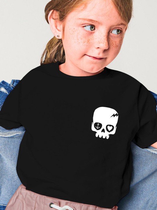 Camiseta de Niña Negra Calavera