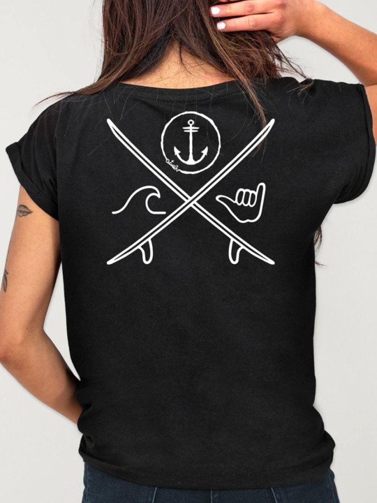 Camiseta de Mujer Negra Anchor Slab Logo