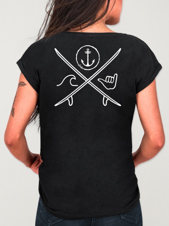 Camiseta de Mujer Negra Anchor Slab Logo