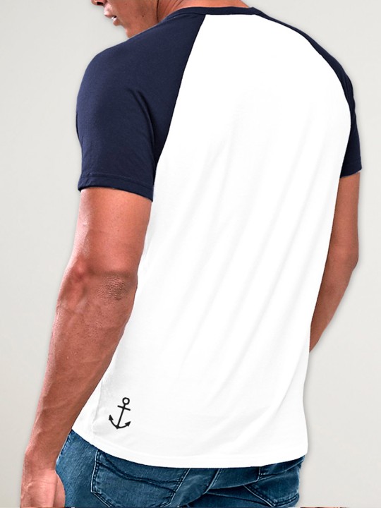 Men T-Shirt White/Navy Baseball Summer Paradise