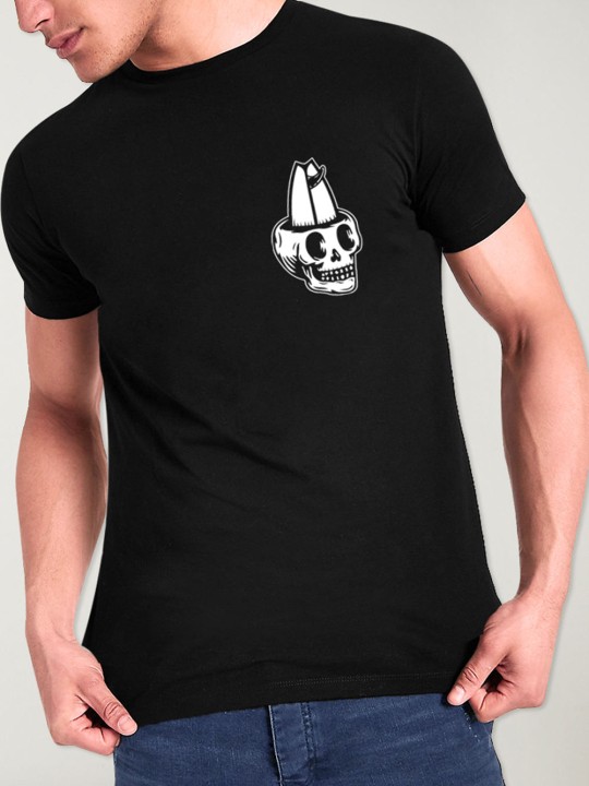 Camiseta de Hombre Negra Surfboard Skull