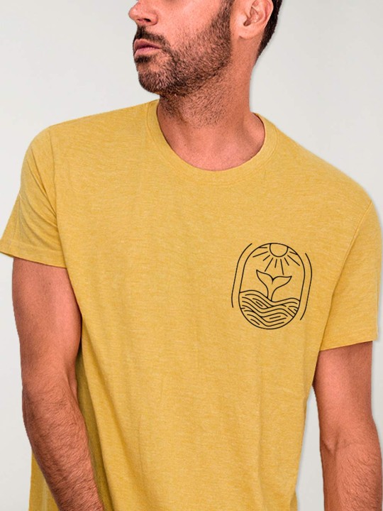 Men T-Shirt Mustard Sunny Whale