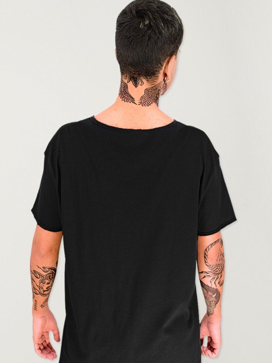 Men T-shirt Open neck Black Skull Crash