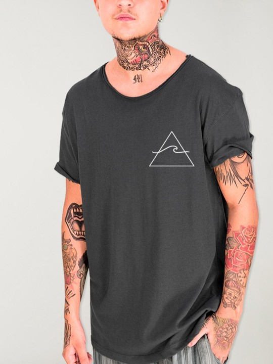 Men T-Shirt Open neck Charcoal Current