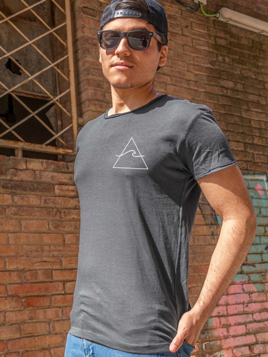 Men T-Shirt Open neck Charcoal Current