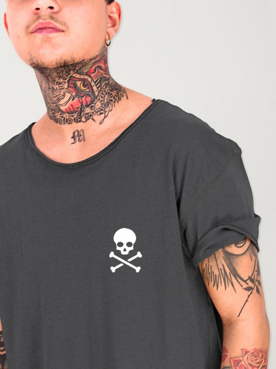 Men T-Shirt Open neck Charcoal Raid