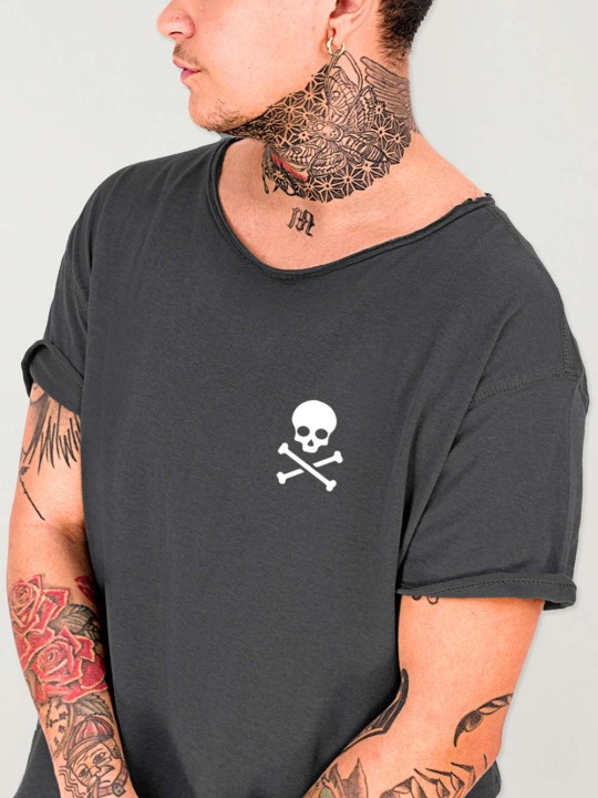 Men T-Shirt Open neck Charcoal Raid