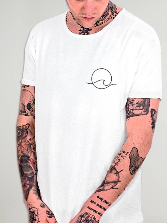 Men T-Shirt Open neck White Glassy