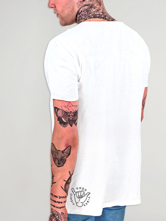 Men T-Shirt Open neck White Glassy