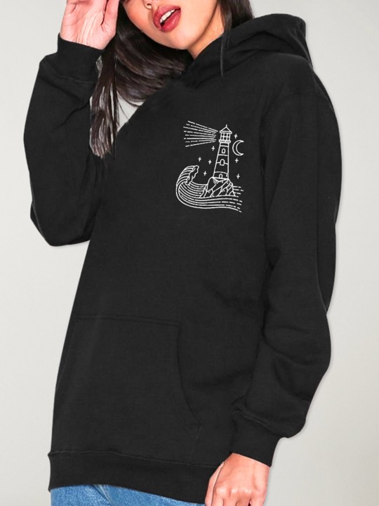 Hoodie Donna Nera Star Lighthouse