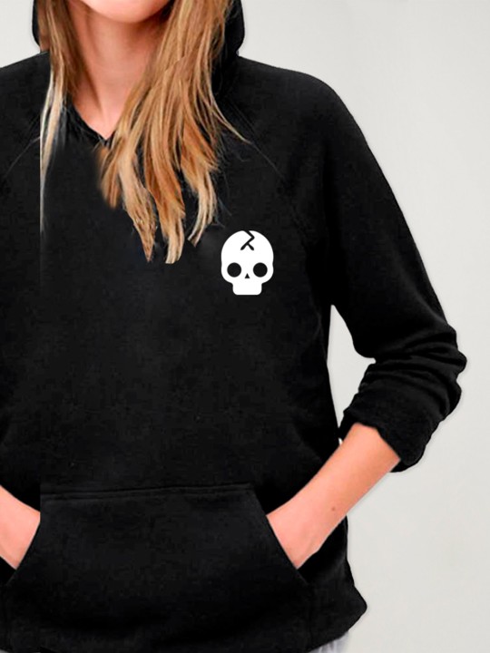 Sweat à capuche Femme Noir Skull Crash