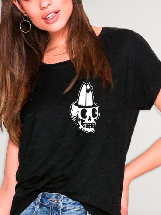 Camiseta de Mujer Negra Surfboard Skull