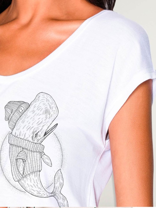 Women T-shirt White Whale Sailor