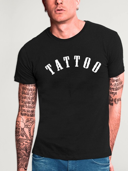 Camiseta de Hombre Negra Tattoo Letters