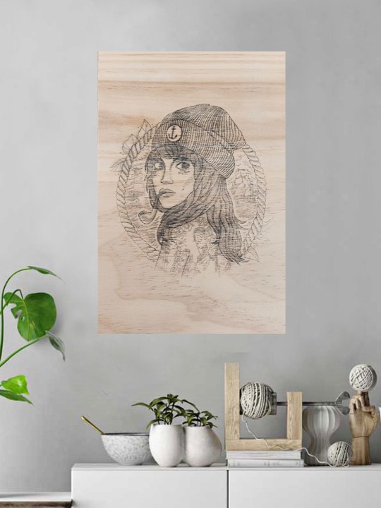Holzbrett Transfer Woman Captain